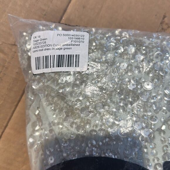 ASOS Edition Curve Sequin Embellished Cami Midi Dress in Sage Green Size US 14 - Picture 4 of 5